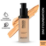 Buy FACES CANADA Flawless Matte Foundation - Golden Beige 032, 30 ml | 3-in-1 Foundation + Moisturizer + Concealer | 12 HR Hydration + SPF 18 | Full HD Matte Coverage | Lightweight | Anti Ageing - Purplle