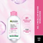 Buy Garnier Micellar Cleansing Water - Gentle Cleanser & Make Up Remover For Everyday Use - Suitable For Sensitive Skin, Dermatologically Tested, Vegan, For Men & Women, Remove 100% Dirt, Pollution, 125 ml - Purplle