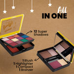 Buy MARS Firefly Makeup Kit with 12 Eyeshadows,Highlighter, Blusher and Bronzer| Highly Pigmented | Free Applicator & Mirror | Eye and Face Palette for Women (26 gm) (Shade-1) - Purplle