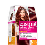 Buy L'Oreal Paris Casting Creme Gloss Hair Color With Glycolic Gloss Complex | Shade 550 - Mahogany | 60ml + 40ml + 60g - Purplle