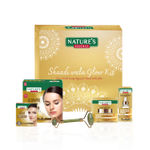 Buy Nature's Essence Shaadi Wala Glow Kit - 3 weeks ritual | Skincare combo for Women | For Radiant glowing Skin |Gold Facial kit, Bleach, Serum, cream & Jade Roller | Suitable for all skin types | Pack of 5, 126g+30ml - Purplle