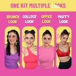 Buy Swiss Beauty Funk It Up Look Kit|Matte Cat Lip Crayon 07| Ultimate Eyeshadow Pallete 08|Cheek -A-Boo Pallete 02| Pop Sty Eyeliner Green With Rainbow Pouch & Free Stickons & Badge 18.5 gm - Purplle