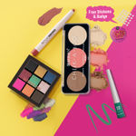Buy Swiss Beauty Funk It Up Look Kit|Matte Cat Lip Crayon 07| Ultimate Eyeshadow Pallete 08|Cheek -A-Boo Pallete 02| Pop Sty Eyeliner Green With Rainbow Pouch & Free Stickons & Badge 18.5 gm - Purplle