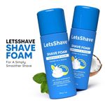 Buy LetsShave Shave Foam Sensitive Skin Protection with Coconut Oil and Menthol, Paraben and Sulphate Free | Rust-Proof Aluminium Bottle - 200 gram Each, Pack of 2 (2-Count) - Purplle