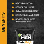Buy Garnier Men Turbo Bright Anti-Pollution Double Action Facewash, 100g - Purplle