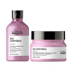 Buy L'Oreal Professionnel Serie Expert Liss Unlimited Shampoo + Liss Unlimited Mask|With Pro-Keratin Complex (250 ml +250 gm) - Purplle