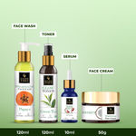 Buy Good Vibes Ultimate Glow Combo Kit (Papaya Face Wash, Rosehip Serum, Green Tea Toner, Coconut Cream) (Free Pouch) - Purplle