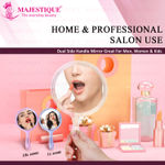 Buy Majestique Dual Side Large Handheld Mirror, 1X/10X Magnifying Mirror Perfect for Shaving, Makeup - Multicolor - Purplle