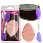 Buy Majestique Facial Head Band, Dual Sided Silicone Brush with Makeup Remover Sponge - Color May Vary Combo of 3 - Purplle