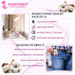 Buy Majestique Pocket Tissues, Travel Pocket Hanky | 20 x 20 cm Rectangle Pouch | Mini Facial Tissue Packs for Daily Use - 100Count/1 Pack - Purplle