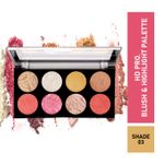 Buy Half N Half HD Pro Blush & Highlight Makeup Multicolour Palette 03A (18 gm) - Purplle