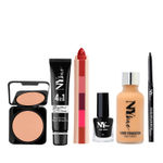 Buy NY Bae Makeup Essentials Kit |Black Kajal | Matte Eyeliner | Lip Crayon | Primer | Compact | Glowy Foundation| Everyday Makeup - Deep Skin - Purplle