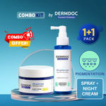 Buy DERMDOC Combo Kit Brighten Up Combo | 2% Kojic Acid Glow Fusion Formula Night Cream (50 gm) | 5% Glycolic Acid Underarm Spray (100 ml) | treatment for dark underarms, dark patches | hyperpigmentation | dark spots | skin brightening cream - Purplle