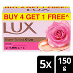 Buy Lux Even-toned Glow Bathing Soap infused with Vitamin C & E |For Superior Glow|Buy 4 Get 1 Free|150g - Purplle