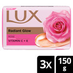 Buy Lux Even-toned Glow Bathing Soap infused with Vitamin C & E | For Superior Glow | 150g x 3 - Purplle