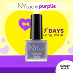 Buy NY Bae Color Rush Nail Paint - Smokey Blue 21 (9 ml) | Chip Resistant | Long Lasting | Quick Dry | Gel Nail Polish - Purplle
