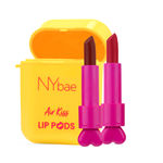 Buy NY Bae Air Kiss Lip Pods - Everyday Affair 02 | Creamy Matte Lipstick | Brown & Nude Lipstick | Long Lasting | Lip & Cheek Stain | Moisturising | Airpods Case | Travel Kit (2.4g) - Purplle