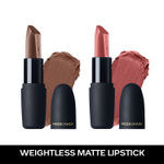 Buy FACES CANADA Festive Glam - Weightless Matte Lipstick Pack of 2 - Pretty Sepia + Subtle Mauve (4.5gx2) | Highly Pigmented Lip Color | Smooth One Stroke Glide | Moisturizes & Hydrates Lips | Vitamin E, Jojoba & Almond Oil Enriched - Purplle