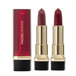 Buy FACES CANADA Festive Hues - Comfy Matte Creme Lipstick Pack of 2 - Oh So Serious & Over And Out (4.2gx2) | 8HR Long Stay | Creamy Matte Finish | Intense Color | Super Hydrating & Nourishing | Single Stroke Smooth Application - Purplle
