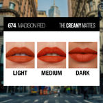 Buy Maybelline New York Color Sensational Creamy Matte Lipstick, 674 Madison Red (3.9 gm) - Purplle