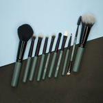 Buy Cuffs N Lashes Mini Makeup Brushes With Makeup Sponge | Set of 10, Travel Size Makeup Brushes | Beginners to Pro With Makeup Sponge - Purplle