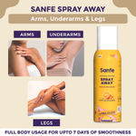 Buy Sanfe Spray Away Hair Removal Spray | For Bikini, Legs, Arms & UnderArm | Removes Hair in 10 Minutes with Skin Detan | Gives Full Body Usage in 112 ml - Purplle