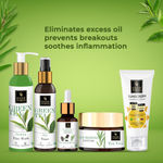Buy Good Vibes Skincare Regime For Acne Prone (Green Tea Face Wash 120 ml, Green Tea Toner 120 ml, Tea Tree + Mulberry Face Serum 10 ml, Tea Tree Nourishing Gel 50 g, Sunscreen with SPF 30 - 100 gm) - Purplle