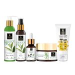 Buy Good Vibes Skincare Regime For Acne Prone (Green Tea Face Wash 120 ml, Green Tea Toner 120 ml, Tea Tree + Mulberry Face Serum 10 ml, Tea Tree Nourishing Gel 50 g, Sunscreen with SPF 30 - 100 gm) - Purplle