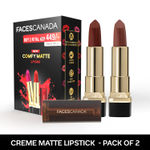Buy FACES CANADA Festive Hues - Comfy Matte Creme Lipstick Pack of 2 - Don’t You Mind & Nuts About You (4.2gx2) | 8HR Long Stay | Creamy Matte Finish | Intense Color | Single Stroke Smooth Application - Purplle