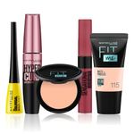 Buy Maybelline NewYork Party Diva Essentials 2 | Fit Me Compact 115(6 g) | Fit Me Liquid Foundation 115(18 ml) | Hypercurl Mascara Black (9.2 g) | Colossal Eyeliner Black(3g) | Sensational Liquid Lipstick 24 Touch Of Spice (7 ml) - Purplle