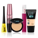 Buy Maybelline NewYork Glamour on the Go Kit 3 | Fit Me Compact 128(6 gm) | Fit Me Liquid Foundation Tube, 128 (18 ml) | Hypercurl Mascara Waterproof Very Black (9.2 gm) |Colossal Bold Eyeliner Black(3 gm) |Super Stay Liquid Lipstick 120 (5 gm) - Purplle