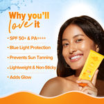 Buy Aqualogica Glow+ Dewy Lightweight Sunscreen Gel SPF 50+ PA++++ with Papaya & Vitamin C 80 gm - Purplle