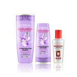 Buy L'Oreal Paris Everyday Hydration and Rejuvenation Hair Care Essentials 2 (Hyaluron Moisture 72H Moisture Shampoo (340ml), Hyaluron Moisture 72H Moisture Conditioner (180ml), Total Repair 5 Serum (80 ml)) - Purplle