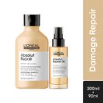 Buy L'Oreal Professionnel Serie Expert Absolut Repair Shampoo + L'Oreal Professionnel Absolut Repair Oil 10-in-1 90ml - Purplle
