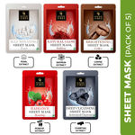 Buy Good Vibes Face Serum Sheet Mask (Pack of 5) (Rosehip Radiant, Saffron Glow, Illuminating Pearl, Brightening Coffee, Deep Cleansing Activated Charcoal) (20g x 5) - Purplle