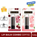Buy Good Vibes Hydrating Lip Duo Cherry/ Rose Lip Balm with (SPF15) - Pack of 2 - Purplle