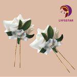 Buy LYF5STAR Handmade White Rose Floral Bride Juda Pin For Women - Pack of 2 - Purplle