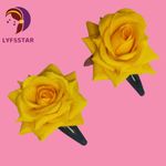 Buy LYF5STAR Artificial Yellow Rose Flower Handmade Bride Tiktok Hairpin - Pack of 2 - Purplle