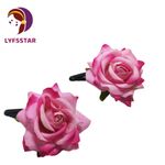 Buy LYF5STAR Artificial Baby Pink Rose Flower Handmade Bride Tiktok Hairpin - Pack of 2 - Purplle