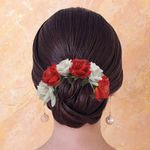 Buy LYF5STAR Bridal Orange & White Rose Artificial Flower Veni Gajra - Pack of 1 - Purplle