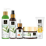 Buy Good Vibes Skincare Regime For Acne Prone (Green Tea Face Wash 120 ml, Green Tea Toner 120 ml, Tea Tree & Papaya Face Serum 10 ml, Tea Tree Nourishing Gel 50 g, Sunscreen with SPF 30 - 100 gm) - Purplle