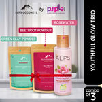 Buy Alps Goodness Youthful Glow Trio with Beetroot Powder, French Green Clay Powder & 100% Pure Rose Water I Skin Brightening Combo I Best for Glowing Skin I Pack of 3 - Purplle