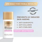 Buy L'Oreal Paris UV Defender Serum Protector Sunscreen SPF 50+, Bright & Clear (50 ml) - Purplle