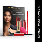 Buy FACES CANADA Makeup Must-Haves Kit - Kajal (0.35 gm) + Lipstick (4.2 gm) + Compact (9 gm) + Eyeliner (3.5 ml) + Beauty Blender | Pack of 5 | Makeup Kit For Women - Purplle