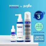 Buy DERMDOC by Purplle Combo Kit for Glycolic Glow Trio | 5% Glycolic Acid Underarm Spray Treatment (100ml) | 1% Glycolic Acid & 0.5% Salicylic Acid Gentle Foaming Face Wash (80 ml) | 10% Glycolic Acid Peeling Solution (15ml) - Purplle