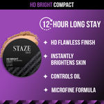 Buy Staze 9to9 HD Bright Poreless + Oil Control Compact | 228C Latte | 9 gm - Purplle