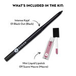 Buy SUGAR Cosmetics Smudge Me Not Mini Liquid Lipstick - 09 Suave Mauve & Kohl Of Honour Intense Kajal - 01 Black Out - Purplle