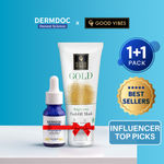 Buy DERMDOC x Good Vibes Combo Kit of Brightening Influencer Picks | 10% niacinamide face serum 15ml + Gold Brightening Peel Off Mask (50 gm) - Purplle