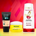 Buy Maybelline x Garnier x L'Oreal Paris Most Loved Combo 1 (Maybelline Fit Me foundation, 128 Warm Nude (18ml), Garnier Bright Complete Vitamin C serum Cream (45g), L'Oreal Paris Total repair 5 Conditioner (180ml)) - Purplle