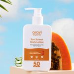 Buy Aravi Organic SPF 50 Sunscreen Body Lotion Light with No White Cast - With PA+++ UVA - UVB protection - Enriched With Niacinamide & Vitamin E - Hydration & Skin Repair - For All Skin Types - 200 ml - Purplle